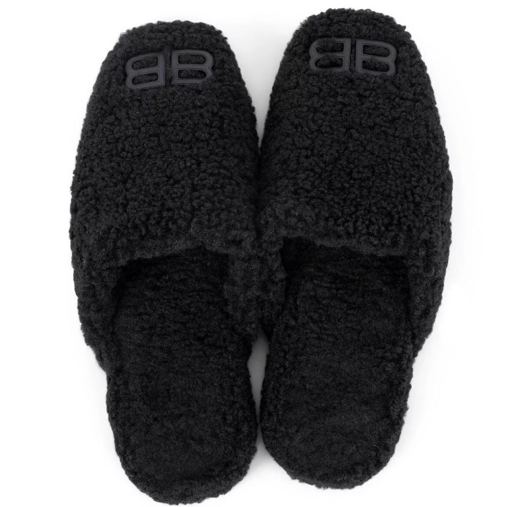 Balenciaga Men's Faux Shearling Slip On Mules Black EU Size 41 Unisex - Picture 2 of 14